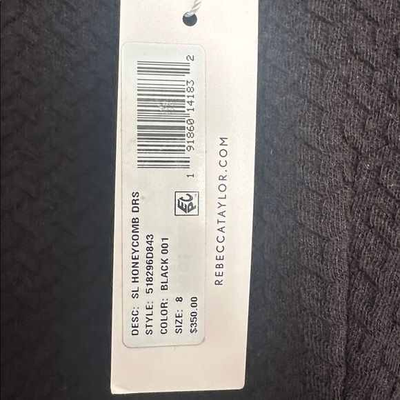 New Rebecca Taylor black honeycomb scalloped edge dress 8 - Picture 4 of 15